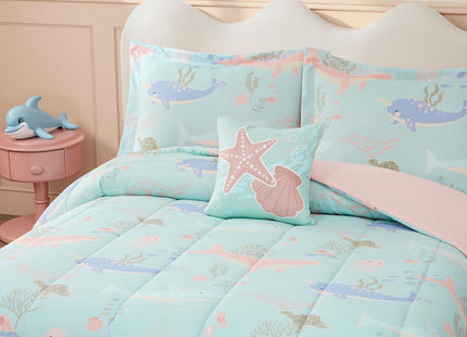 Full Size Comforter Sets for Girls -4 Pieces Ocean Bedding Full Bedding Set