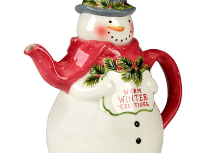 Snowman Greetings 3-D Holiday Teapot – Pour warmth and cheer into every gathering with this happy snowman teapot that brightens your winter table 34 oz