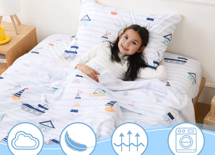 Full Sheet Set Kids Nautical Sailboat Themed Bed Sheet for Boys 4 Pieces