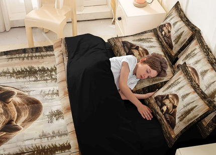 Feelyou Bear Comforter Set with Sheets 7 Piece Twin Size Wild Animal Hunting Bed in a Bag Kids Boys Girls Western Cabin Bedding Set Rustic Country Farmhouse Bedroom Decor Retro Breathable