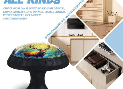 Cabinet Knobs Crystal,Deer in a Sunlit Enchanted Forest Mushroom Drawer Hardware Cabinet Pulls for Home Decor,Dressers,Kitchens Bathroom with Screw 1 Pack