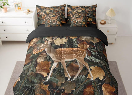 Feelyou Hunting Camo Deer Full Comforter Set with Sheets for Kids Boys Girls Wild Animal Hunting 7 Pieces Bedding Set Realistic Tree Leaves Bed in a Bag Western Cabin Decor Soft Lightweight Microfiber