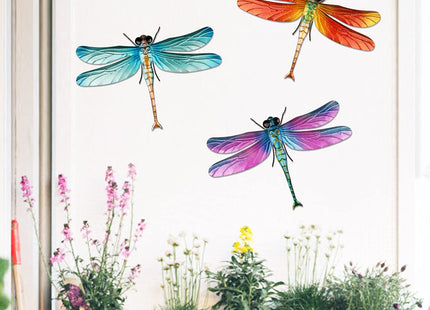 Songjum 3 PCS Metal Dragonfly Wall Decor with Legs Metal Dragonfly Wall Art for Home Bedroom Garden Indoor and Outdoor Decorations