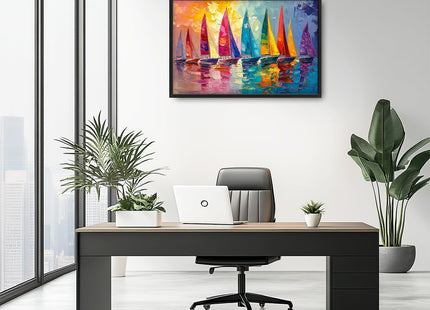 Trulave Large Beach Sailboat Canvas Wall Art for Living Room 36''x24''