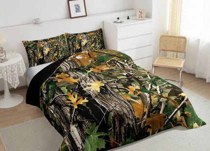 Erosebridal Camo Bedding Set Full Size Cabin Lodge Forest Woods Comforter Set for Teens Adult Men Bedroom, Rustic Farmhouse Bedding Comforter Sets Hunting Tree Camouflage Themed Quilt, Brown Green