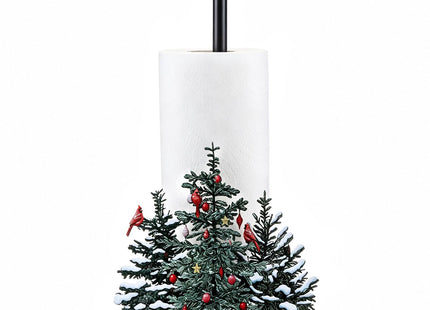Willinglong Christmas Paper Towel Holder, Cardinal Birds Winter Pine Decor