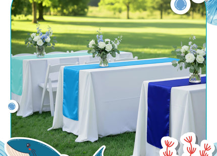 Windkream 12 Pcs Blue Series Satin Table Runner Coastal Party Decorations