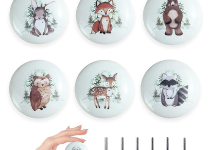 Lasyman 6 Pack 1.5" Ceramics Safari Nursery Kids Animal Unique Cute Cabinet Decorative Dresser Drawer knobs pulls (Deer)