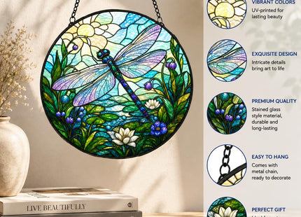 Dragonfly Stained Glass Suncatcher Window Hanging