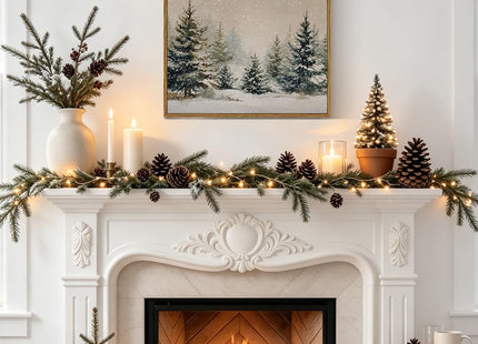 ARPEOTCY Vintage Winter Christmas Framed Wall Art, Forst Pine Tree, 12x16In
