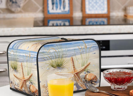 DXTKWL Toaster Cover 4 Slice Watercolor Starfish Seashell Beach Waterproof Appliance Cover with Hang Loop Bread Baker Toaster Cover for Kitchen