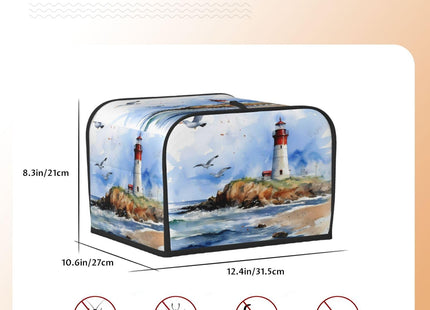 DXTKWL Toaster Cover 4 Slice Sea Beach Lighthouse Waterproof Appliance Cover with Hang Loop Bread Baker Toaster Cover for Kitchen