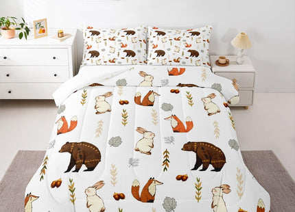 Feelyou Jungle Animal Comforter Set Twin Size Cute Bear Bedding Set Cabin