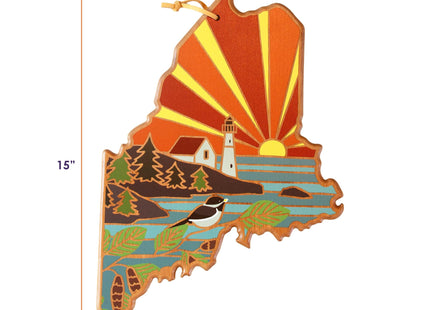 Totally Bamboo Maine State Shaped Cutting Board, Summer Stokes Art