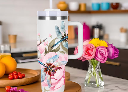 momocici 40oz Dragonfly Tumbler with Handle Gifts for Women.Dragonfly Lover Cups Tumbler Gifts for Women.40 oz Birthday Christmas Dragonfly Cup Tumblers for dragonfly lover.