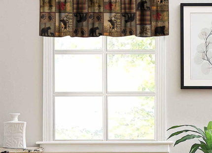 SXXLDNG Rustic Moose Deer Valance, Vintage Bear Cottage Country Style Rustic Cabin Mountain Farmhouse Windows Curtain Valance for Bedroom Living Room, One Panel 54x18in
