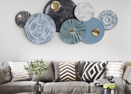 Metal Geometric Round Wall Art Coastal Nautical 3D Wall Decor 53"x25"
