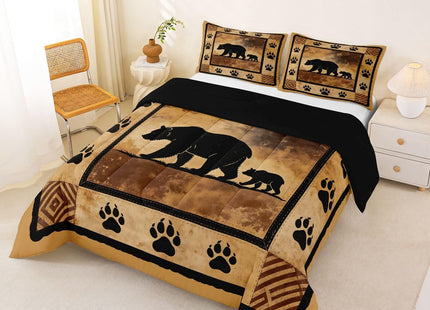 Feelyou Cute Bear Comforter Set Kids Wild Animal Comforter for Boys Teens Nature Wildlife Bear Bedding Set Breathable Lodge Western Farmhouse Duvet Set Bedroom Quilt Set King Size