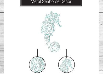 Young's Inc Metal Seahorse Wall Decor, Coastal Nautical Beach Wall Art, Turquoise Ocean Bathroom Decor, Rustic Seaside Cabin Wall Hanging for Living Room, Patio, Bedroom,Office,18.5" H x 9" W