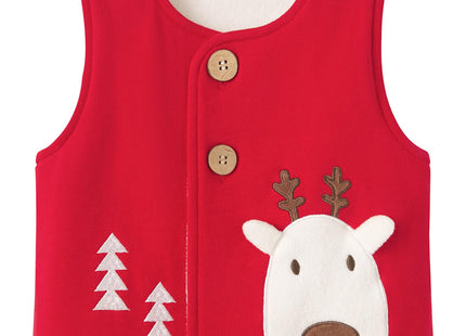 pureborn Baby Boys Girls Cartoon Christmas Deer Cotton Vest Waistcoat Red Deer 3-6 Months