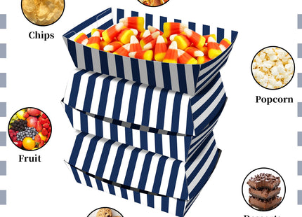 KERINGO No Folding Required 50 Pack 2 Lb Nautical Party Food Trays Nautical Plates Birthday Party Supplies Nautical Themed Nacho Holders Paperboard Tray Disposable Serving Trays