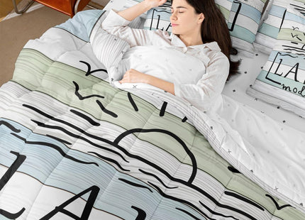 Erosebridal Lake Life Twin Comforter Set with Sheets,Sun Sketch Sunset