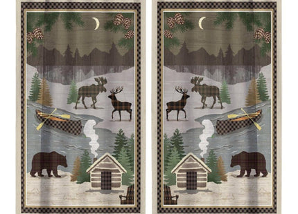 JESTRONRY Rustic Moose Bear Blackout Curtains,Forest Tree Farmhouse Cabin Country Decor Room Darkening Rod Sleeves Window Drapes for Bedroom Kitchen Bathroom W84xL84in