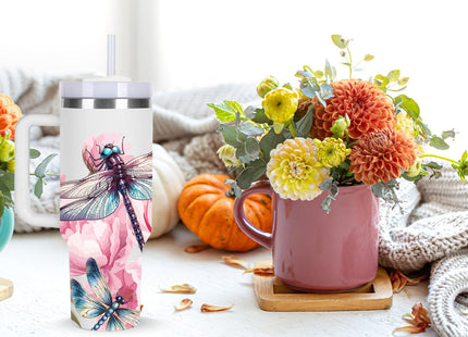 momocici 40oz Dragonfly Tumbler with Handle Gifts for Women.Dragonfly Lover Cups Tumbler Gifts for Women.40 oz Birthday Christmas Dragonfly Cup Tumblers for dragonfly lover.