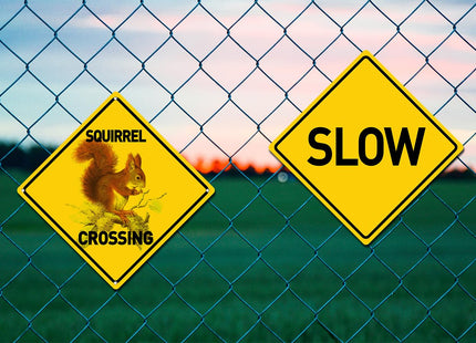BTHUKO Squirrel Crossing Aluminum Sign 12" X 12"