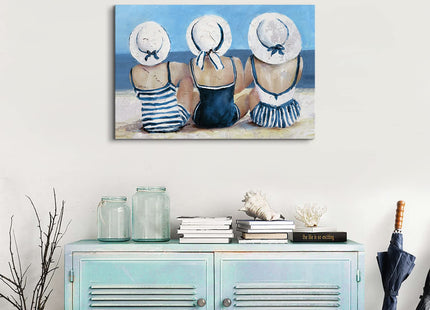 Navy Blue Coastal Canvas Wall Art Beach Wall Decor for Girls Bedroom Rustic Ocean Landscape Painting Bathroom Picture Nautical Seaside Swimsuit Poster Artwork Living Room Kitchen Decoration 20x30"