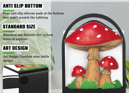 Cinnvoice Mushroom Napkin Holder for Table, Metal Paper Napkin Dispenser