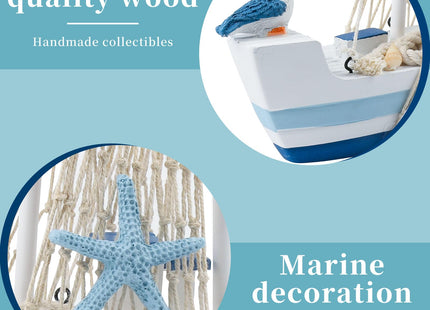 Wooden Sailboat Decor, Mini Sailing Boat Model, Home Decoration Set, Blue