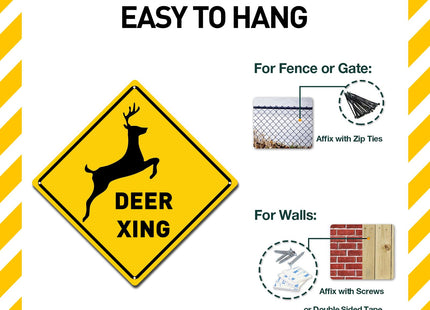 BTHUKO "Deer Xing" Crossing Sign, Animal Deer Crossing Aluminum Metal Sign 12 x 12 Inches