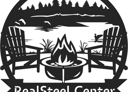 RealSteel Personalized Lake Campfire Monogram Metal Sign – Custom Family Name Wall Art for Lake House, Campground, Fire Pit & Deer Lease – Rustic Outdoor & Indoor Décor – Unique Gift – Made in USA