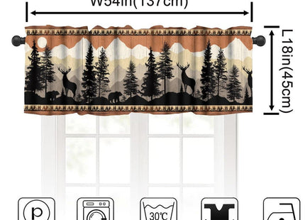 wlsgdsg Rustic Deer Valance Curtains for Kithen, Retro Farmhouse Forest Woodland Cabin Wild Animals Hunting Decor Window Treatments, Bear Rod Pocket Drapes for Boys Room Bedroom, 54x18in 1P