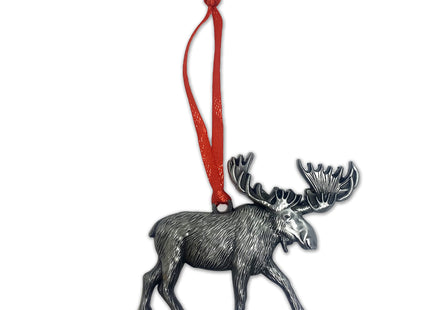 Moose Christmas Ornament, Pewter Elk Deer Charm