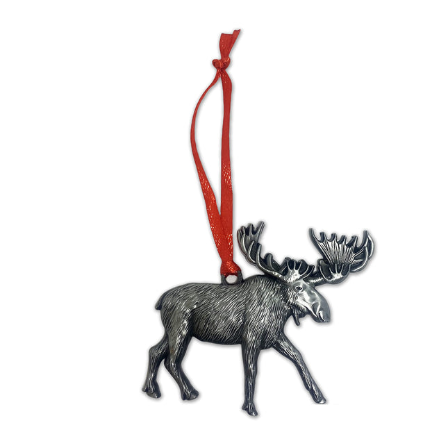 Moose Christmas Ornament, Pewter Elk Deer Charm