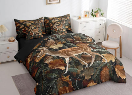 Feelyou Hunting Camo Deer Full Comforter Set with Sheets for Kids Boys Girls Wild Animal Hunting 7 Pieces Bedding Set Realistic Tree Leaves Bed in a Bag Western Cabin Decor Soft Lightweight Microfiber