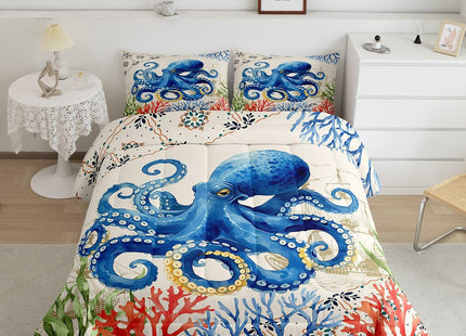 Feelyou Ocean Kraken Bedding Set Octopus Comforter Set for Kids Boys Girls