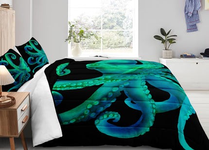 Bedbay Ocean Octopus Comforter Set Queen Size Ocean Animal Comforter Set for Kids Teens Sea Marine Themed Octopus Bedding Tentacles Pattern Queen Bedding Set