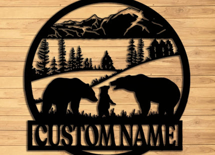 Custom Bear Metal Wall Art - Personalized Cabin Sign - Bear Lover's Gift