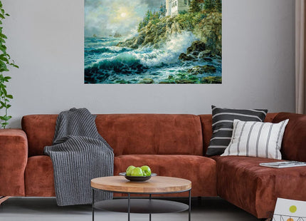Fine Art Canvas Bass Harbor Lighthouse Canvas Wall Decor by Artist Nicky Boehme for Living Room, Bedroom, Bathroom, Kitchen, Office, Bar, Dining & Guest Room - Ready to Hang - 32 in x 24 in