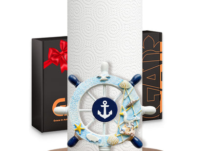 Ship Rudder Paper Towel Holder, Nautical Coastal Beach Countertop Decor