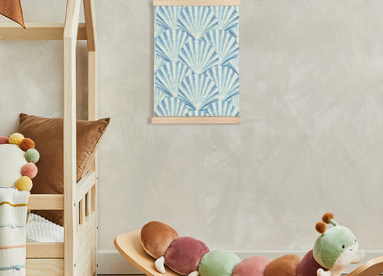 CIOJUNE Seashell Wall Decor, Trendy Preppy Blue Seashell Wall Art Poster Hanger Frame, Preppy Beach Room Decor, Coastal Beachy Canvas Prints Wall Art for Home Living Room Dorm Decor, 12x16 Inch