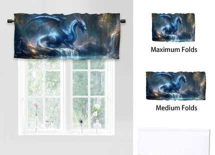 WUQIANQ Dragon Forest Kitchen Curtains 2 Pack Fantasy Theme Magic Animal Rod Pocket Decorative Small Window Curtains Valance for Cafe Living Room Bathroom Window Treatment Valances 54x18in