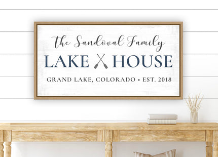 Personalized Family Lake House Canvas Wall Art Custom Fishing Oars
