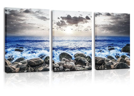 SERIMINO Coastal Beach Wall Decor, Ocean Landscape Canvas Prints Office