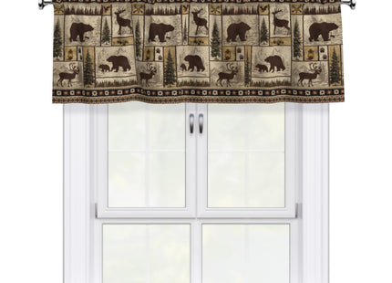 Giwawa Forest Bear Deer Kitchen Curtain Valance 1 Panel Woodland Wildlife Short Topper Window Treatment Valances for Bedroom Bathroom, 54" x 18"