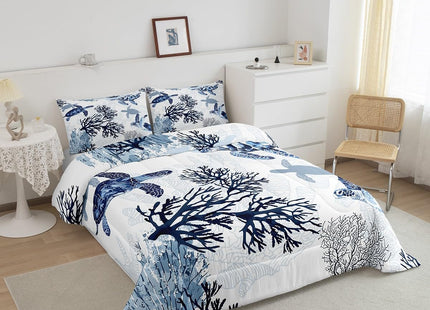 Erosebridal Hawaiian Turtle Bedding Set Retro Sea Turtle Comforter, King