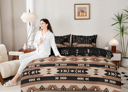 Feelyou Rustic Lodge Cabin Comforter Set with Sheets,Western Southwestern Aztec 7 Piece Bedding Set Twin Size,Boys Girls Bedroom Room Decor,Bohemian Bed in a Bag,Western Farmhouse Bed Set